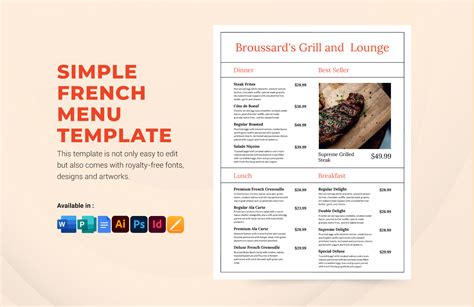 French Menu Project Examples