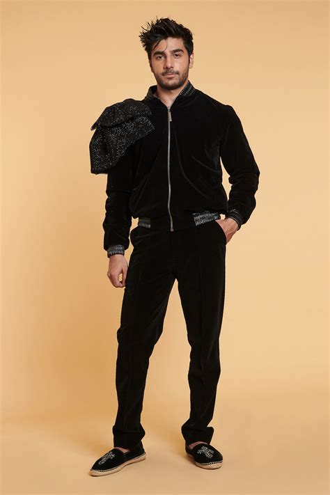Buy Siddartha Tytler Black Velvet Pant Online | Aza Fashions