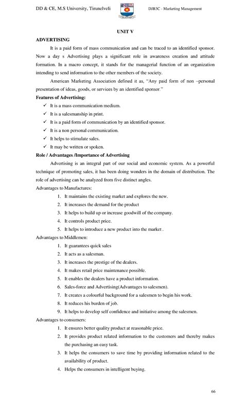 Marketing management unit 5 - UNIT V ADVERTISING It is a paid form of ...