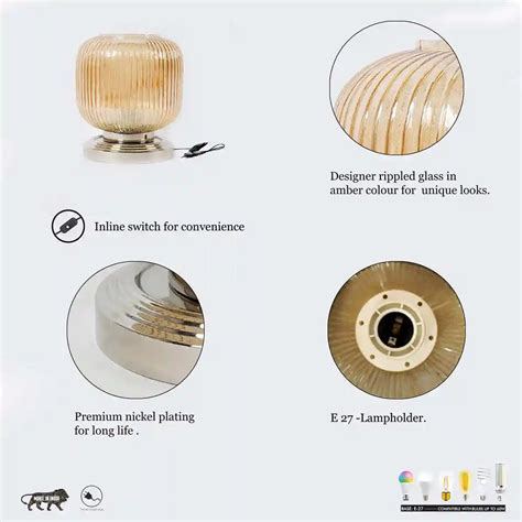 MALOTO Amber Glass And Chrome Metal Table Lamp – KAPOOR-E-ILLUMINATIONS ...