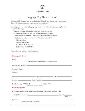 American Airlines Luggage Tags - Fill Online, Printable, Fillable ...