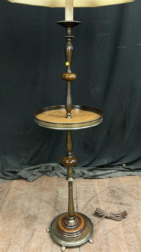 Lot - Vintage Traditional Style Floor Lamp Table Combo