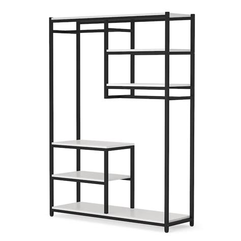 Tribesigns 3.93-ft to 3.93-ft W x 5.9-ft H White + Black Solid Shelving ...