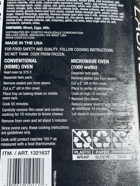 30 Minute Costco Lasagna Instructions for the Microwave!