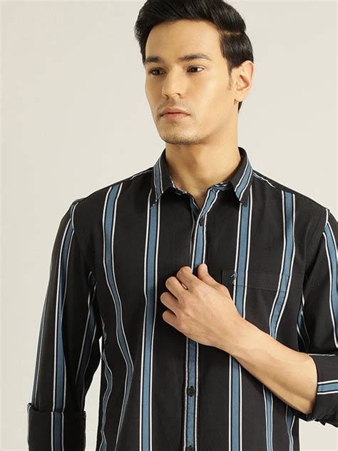 Buy Men Striped Full Sleeve Cotton Shirt Online | Indian Terrain