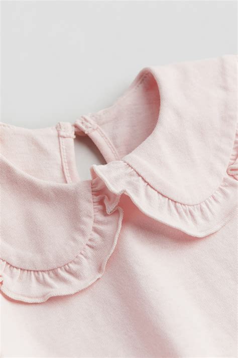 Collared jersey top - Light pink - Kids | H&M IN