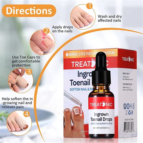 Treatonic Ingrown Toenail Treatment Kit - Pain Relief & Softener with Silicone Gel Toe Caps ...