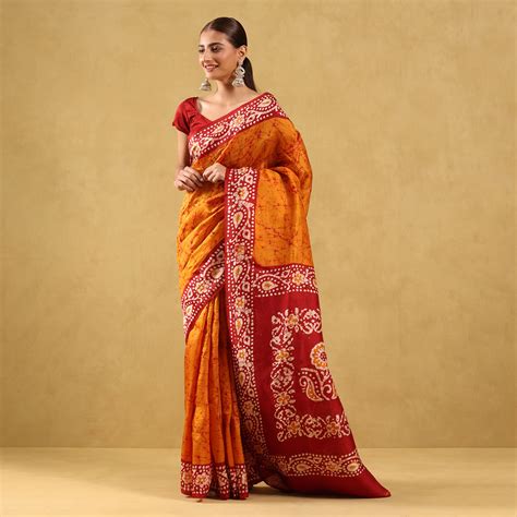 Khadi Printed Saree (All over) Batik Fancy Design – Khadi India