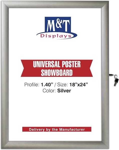 Buy M&T Displays Enclosed Lockable Poster Showboard 18x24 Inches Silver ...