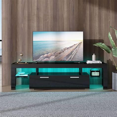 Black TV Stand for 75 Inch TV, Modern High Glossy | Ubuy India