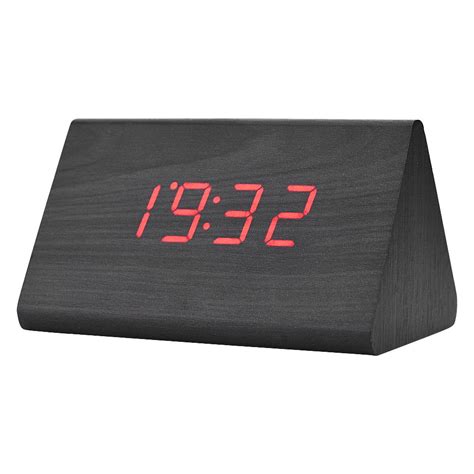 Buy Wooden Alarm Clock, Electronic Digital Adjustable Brightness Desk ...