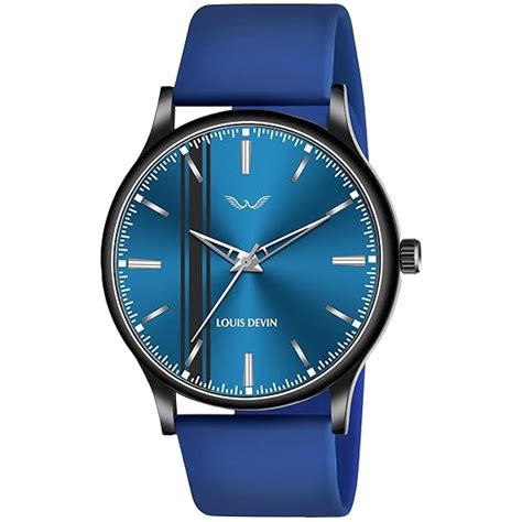 LOUIS DEVIN Blue Silicone Strap Analog Wrist Watch for Men (Blue Dial ...