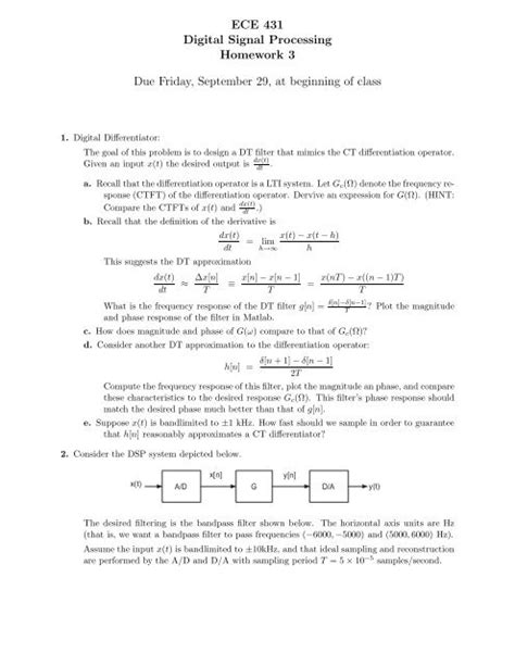 Image result for Digital Signal Processing Homework