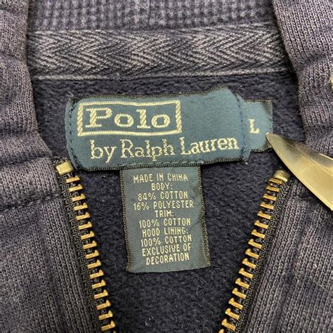 Navy blue polo hoodie with red logo Measurements... - Depop