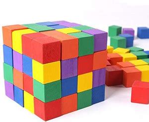 Genrc Ireav Colorful Wooden Cubes - Wood Square Blocks Learning ...