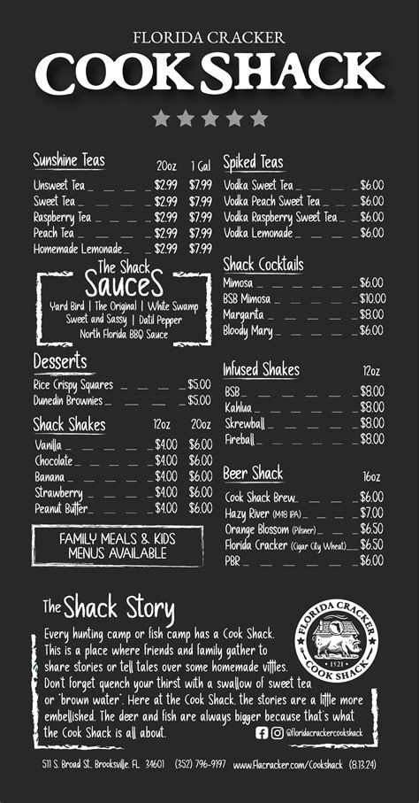 Our Menu – Florida Cracker Cook Shack