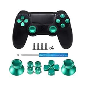 TOMSIN Metal Buttons for DualShock 4, Aluminum Metal Thumbsticks Analog ...