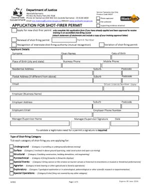 Fillable Online worksafe tas gov Application for an Explosives License ...