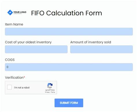 FIFO Calculation Formula 的图像结果
