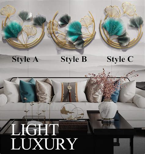 Buy SHABOZ Wall Decor 3PCS Ginkgo Leaf Metal Wall Art Decor, 3D ...