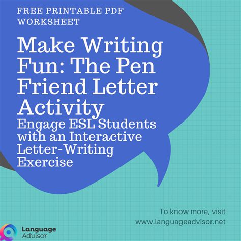 Make Writing Fun: The Pen Friend Letter Activity - Language Advisor