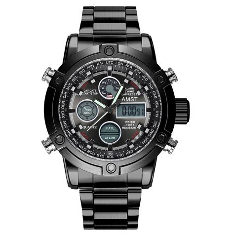 T5 AMST-3022 Black Analogue-Digital Chronograph Watch for-Men : Amazon ...