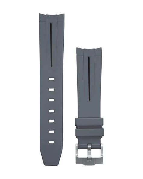 Premium Grey with Black Curved End Rubber Strap - Enhance Your Style