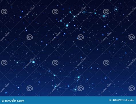 Big and Small Dipper Constellation. Polar Star Stock Vector ...