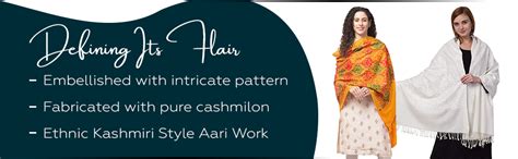 Buy Tweedle Women's Cashmilon Wool Kashmiri Aari Embroidery Stole ...