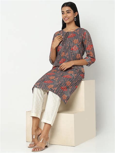 Straight Fit Embroidered Kurta - Ethnicity India