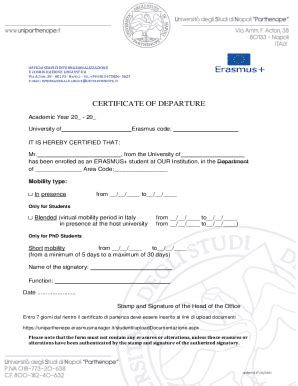 Fillable Online Certificato Di Partenza Fax Email Print - pdfFiller