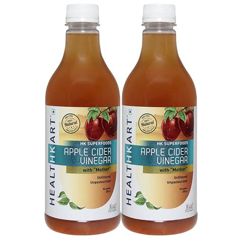 HealthKart Apple Cider Vinegar, 500 ml - With Mother, Raw, Unfiltered ...