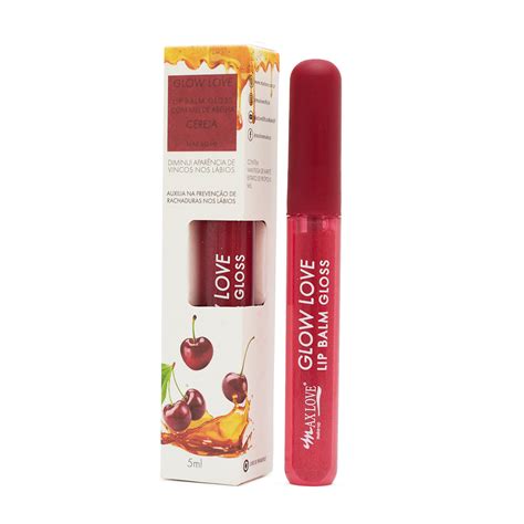 Lip Balm e Gloss Glow Love Mel de Abelha e Cereja Max Love de 5ml Max Love