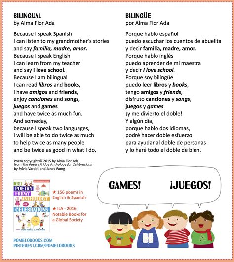 Alma Flor Ada celebrates the gift of being "Bilingual" in this poem ...