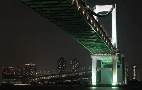 Wallpaper bridge, the city, Japan, Tokyo, Bay, Tokyo, Japan, Rainbow ...