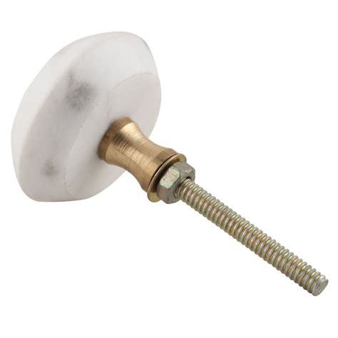 White Electrum Plate Round Stone Cabinet Knobs