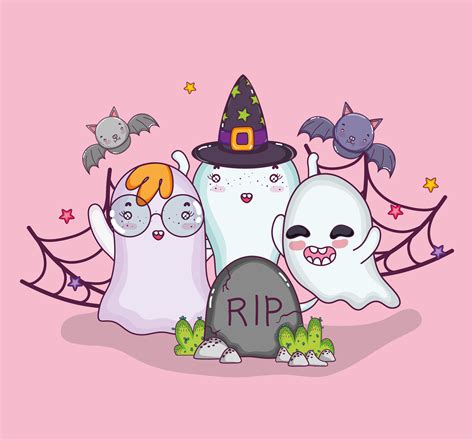 Cute ghosts halloween cartoons 636176 Vector Art at Vecteezy