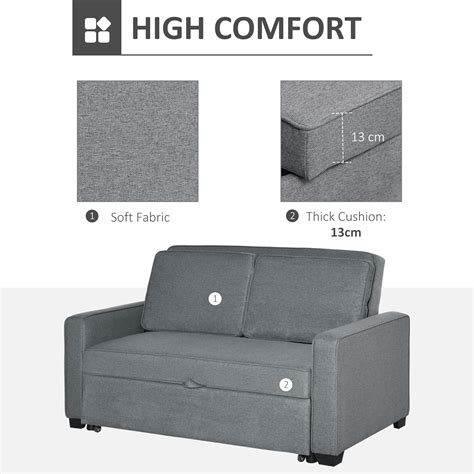 Buy HOMCOM 2 Seater Sofa Bed Click Clack Couch Sleeper Settee for ...