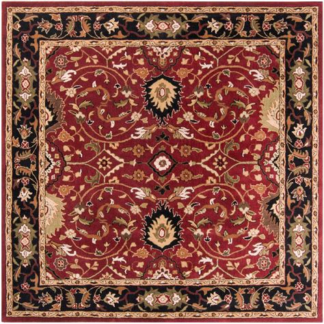 Mark&Day Wool Rugs, 4x4 Hardisty Traditional Burgundy Square Area Rug, Red Black Beige Carpet ...