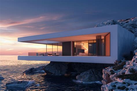 Modern villa located on cliffside | Premium AI-generated image