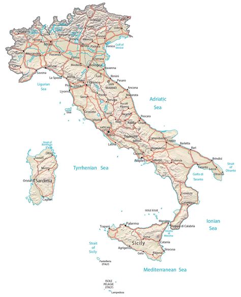 Physical Map Of Italy 803x1024