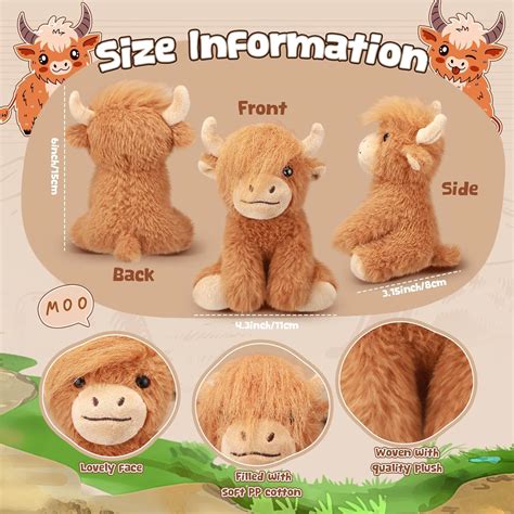 Blueweenly 12 Pcs Highland Cows Stuffed Animal Scottish Stuffed India ...