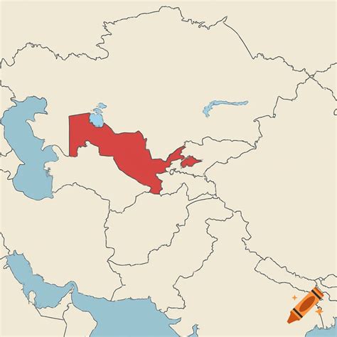 Map of Central Asia with Uzbekistan highlighted in red. on Craiyon - map of central asia uzbekistan