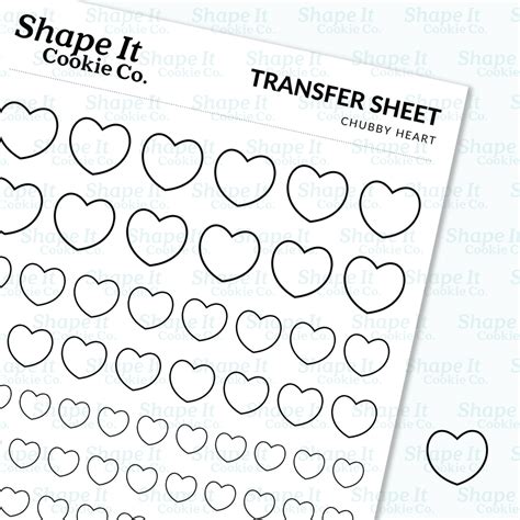 Chubby Heart Transfer Sheet - Shape It Cookie Co.