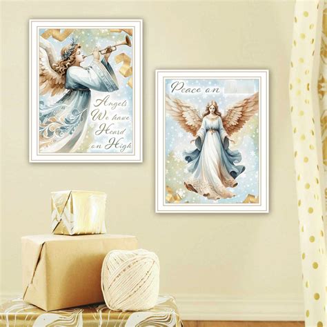 Everly Quinn Serene Bedroom Decor With Angels Wall Art - Multicolor Wood & Paper Transform Your ...