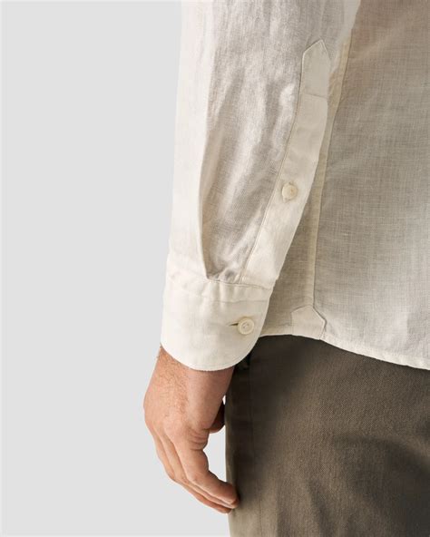 White Linen Twill Shirt - Eton