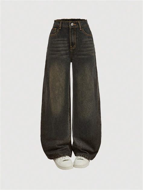 SHEIN Girlism Tween Girls' Y2K Retro Washed High Waist Cat Whisker ...