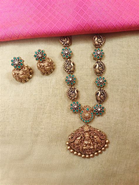 Srilakshya – Handmade Terracotta Lakshmi Pendant Necklace Set with ...