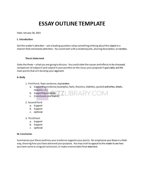 Image result for Outline Sample Format