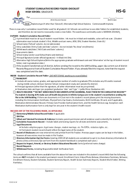 Fillable Online Students Cumulative FileStudents Cumulative ...